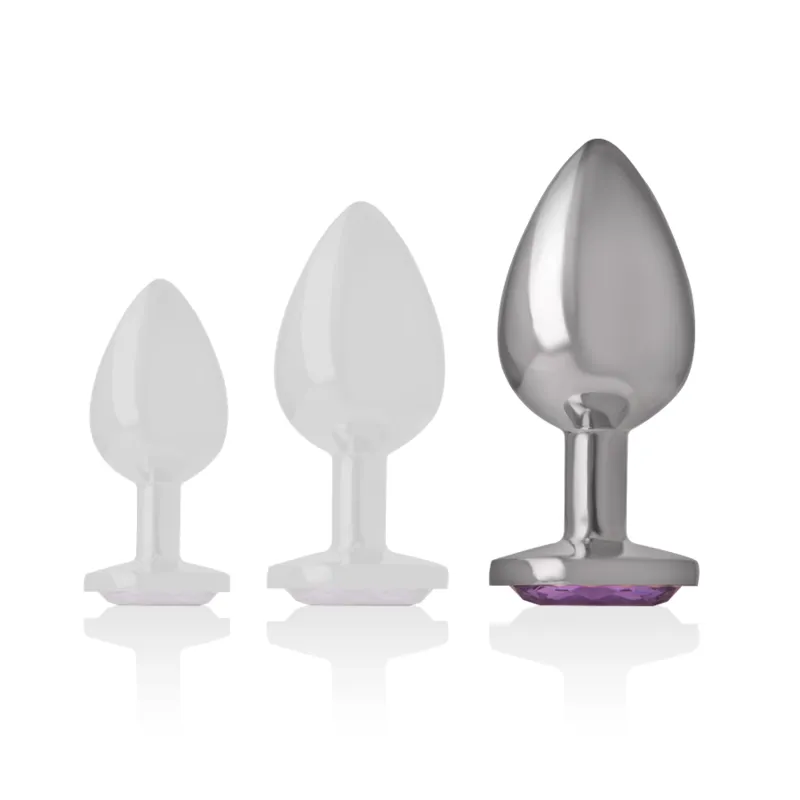 Intense - Metal Aluminum Anal Plug With Violet Glass Size L - Análny Kolík 4
