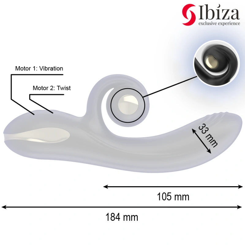 Ibiza - twister vibrator with curve stimulator and vibro-rotation 4