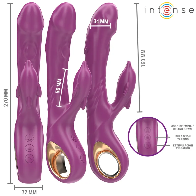 Intense - halle multifunction vibrator with dolphin stimulating tongue purple 1