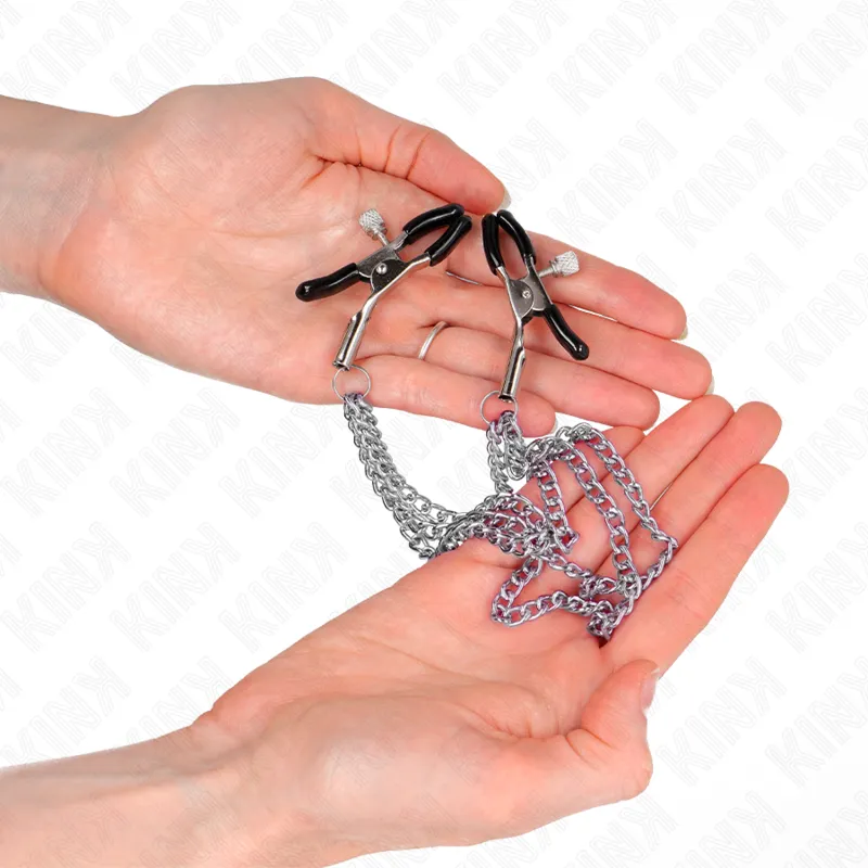 Kink - Nipple Clamps With 3 Chains Silver 20/23/28 Cm