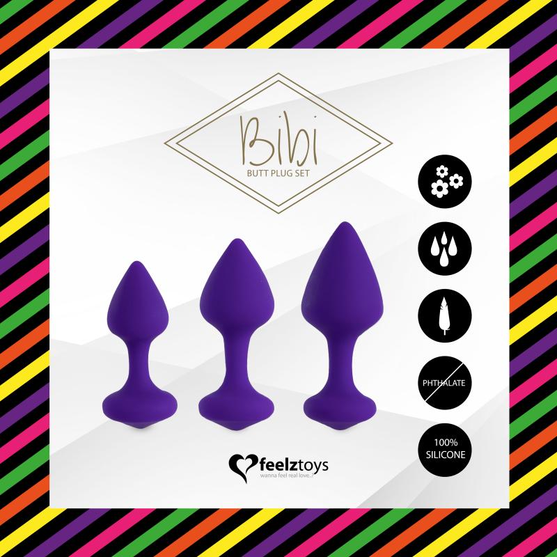 Feelztoys - Bibi Butt Plug Set 3 Pcs Purple- Sada Análnych Kolíkov 2