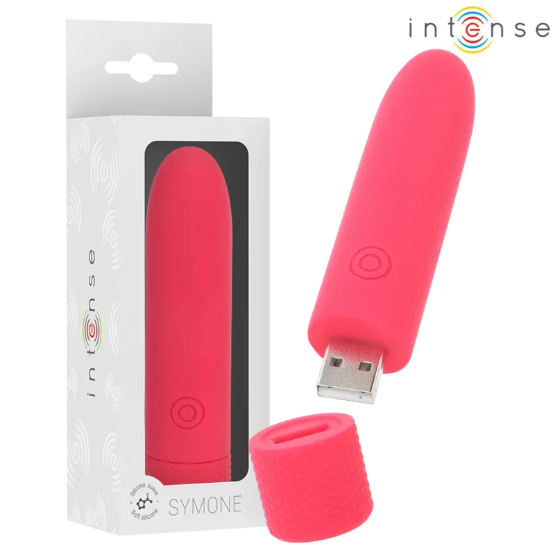 Intense - symone usb rechargeable vibrating bullet 8 vibrations red 10 x 2.2 cm