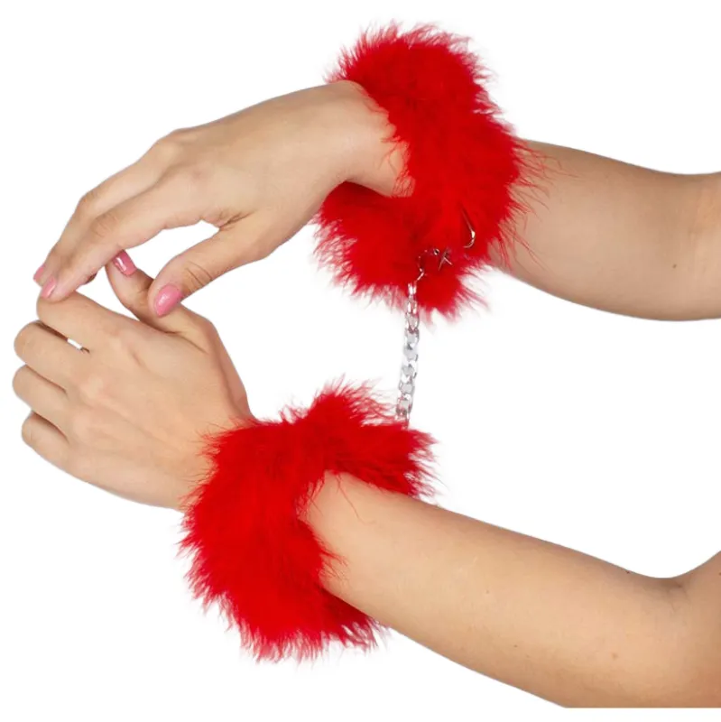 Red Marabou Handcuffs 3