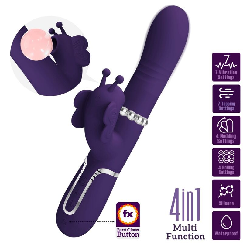 Pretty love - multifunction rabbit vibrator 4 in 1 butterfly purple 9