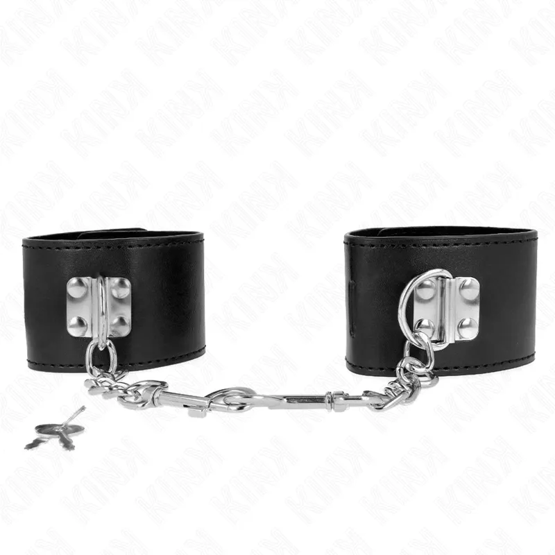 Kink - Wrist Restraints With Padlock Closure Black Adjustable 16-23 Cm X 5.5 Cm