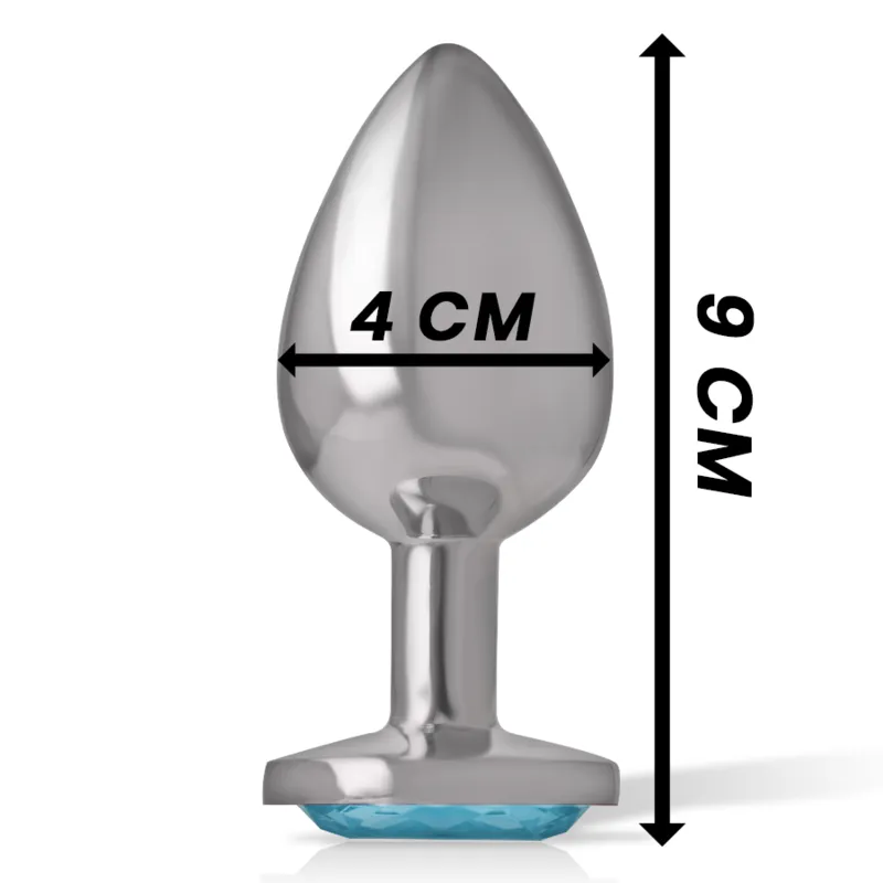 Intense - Metal Aluminum Anal Plug With Blue Glass Size L - Análny Kolík