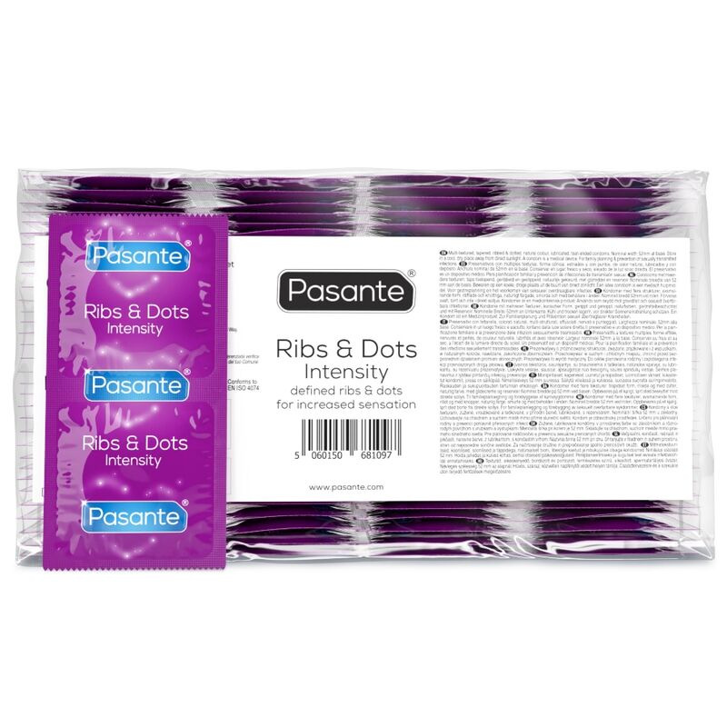 Pasante - ribs & dots intensity kondómy 144 ks