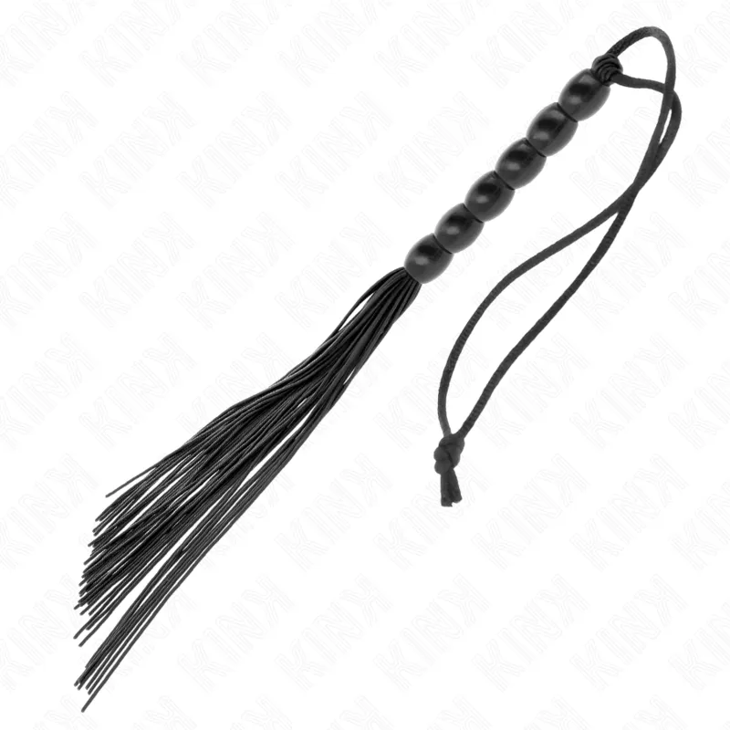 Kink - Mini Silicone Whip With 6 Black Beads 26 Cm