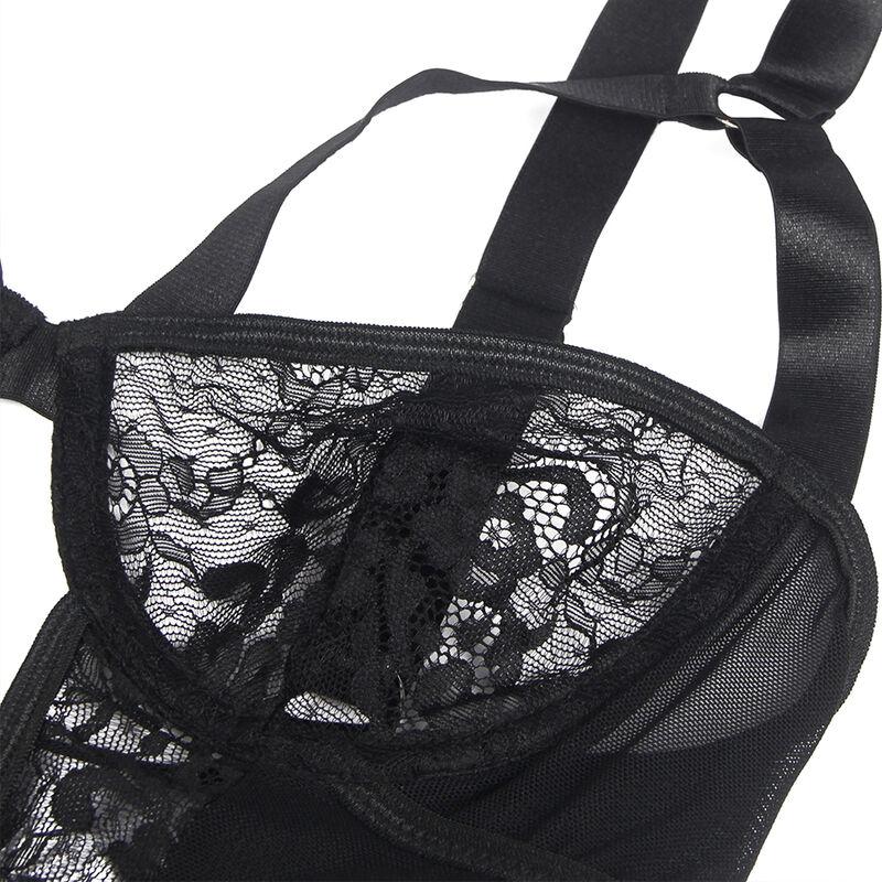 Subblime - Teddy With Garter With Lace Detail And Strips Black L/Xl 6