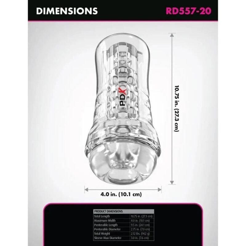 Pdx elite - viewtube plus see-thru ez-grip transparent stroker 21 cm 2