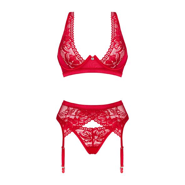 Obsessive - Romantic Set With Garter Belt Red Xl/2xl