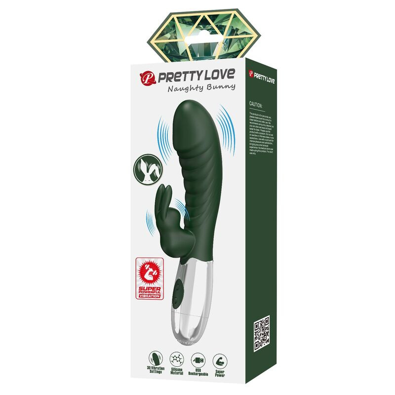 Pretty love - naughty bunny rabbit vibrator 30 functions usb rechargeable green 2