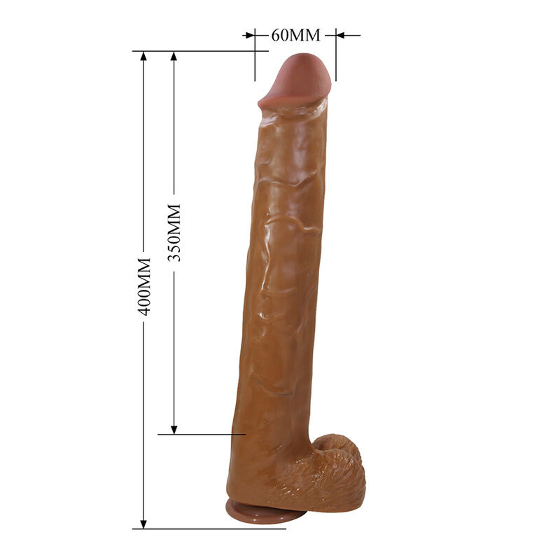Pretty love - pat realistic flexible dildo with suction cup 40 cm -Ø- 6 cm brown 4