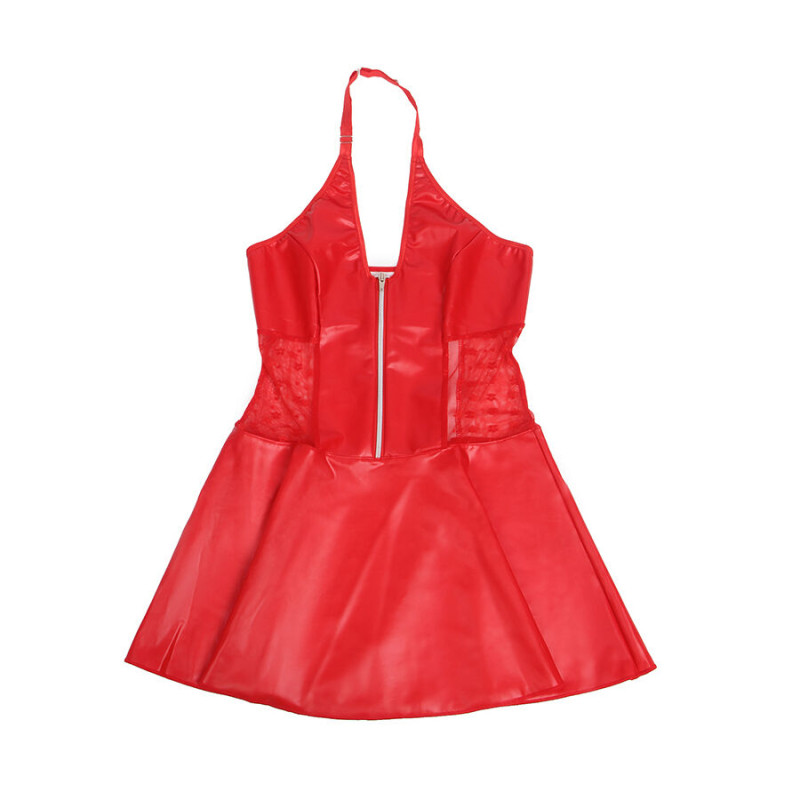 Subblime - 957728 lace zipper leather dress red s/m 4