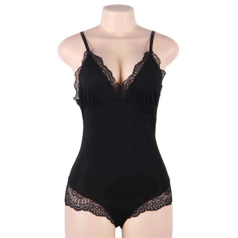 Subblime - Black Floral Lace Detail Teddy S/M 3