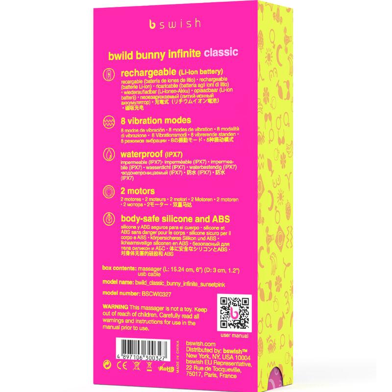 B Swish - Bwild Bunny Infinite Classic Silicone Rechargeable Vibrator Sunset Pink 4