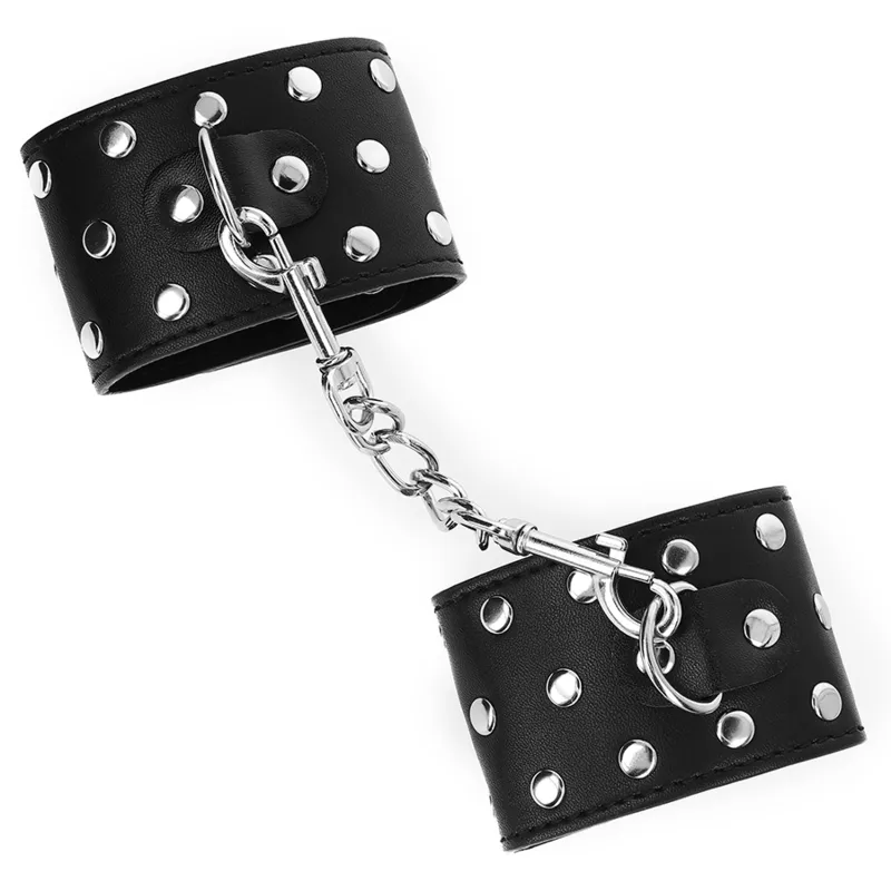 Kink - Wrist Restraints With Snap Fasten Full Of Rivets Black Adjustable 19-24 Cm X 5.5 Cm 3