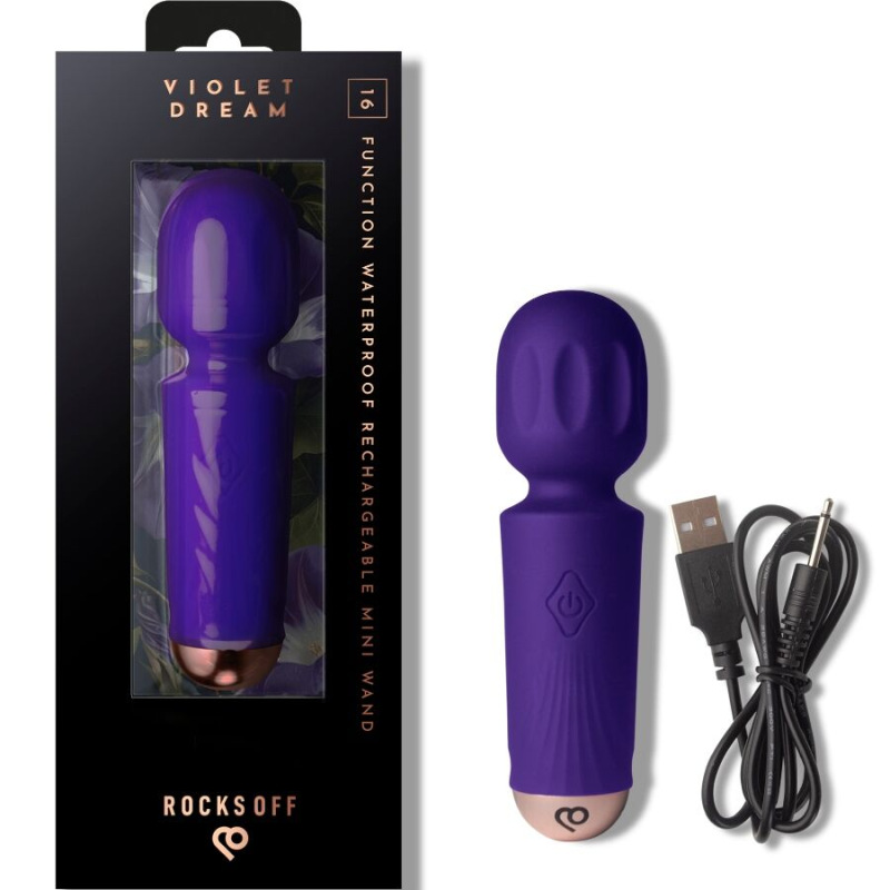 Rocks-off - mini rechargeable wand 16 functions violet dream 1