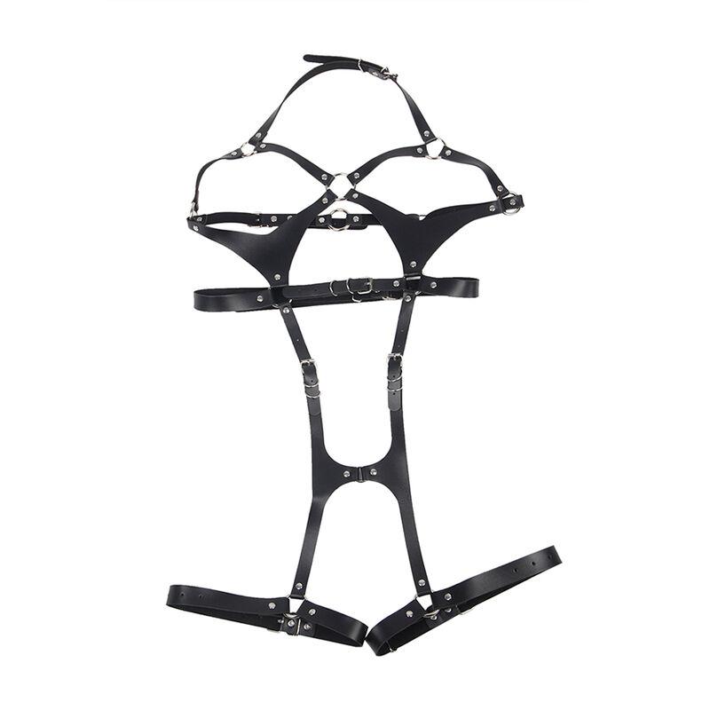 Subblime - Full Body Harness With Leather Buckles Black One Size