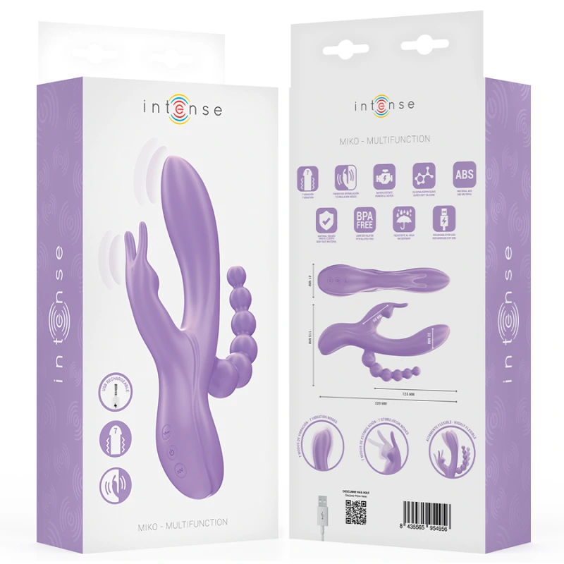 Intense - miko triple vibrator rabbit & stimulator & anal 7 vibrations purple 7