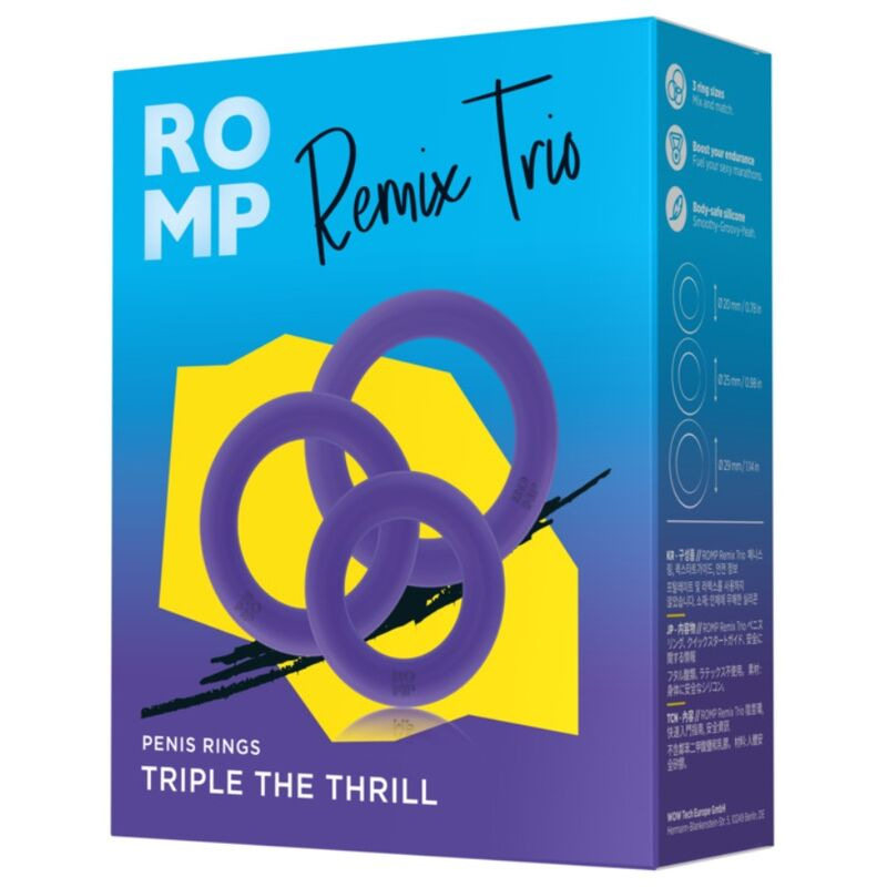 Romp - remix trio set of 3 purple silicone penis rings 5