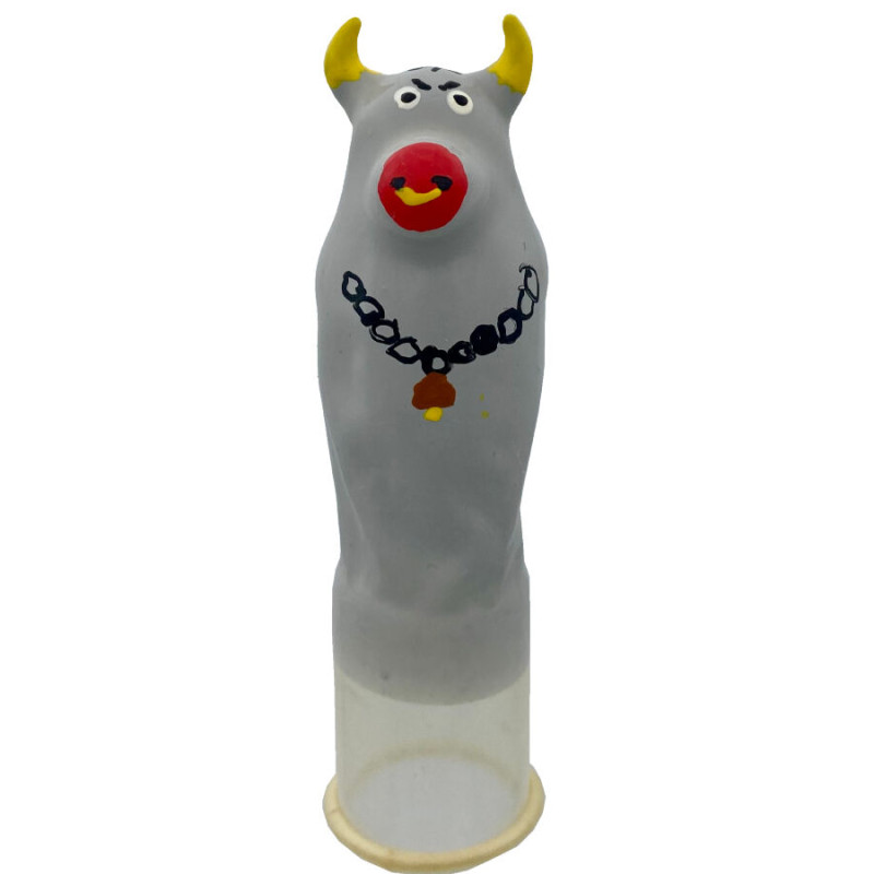 Condomerie - handpainted novelty condoms grey bull model xl 1