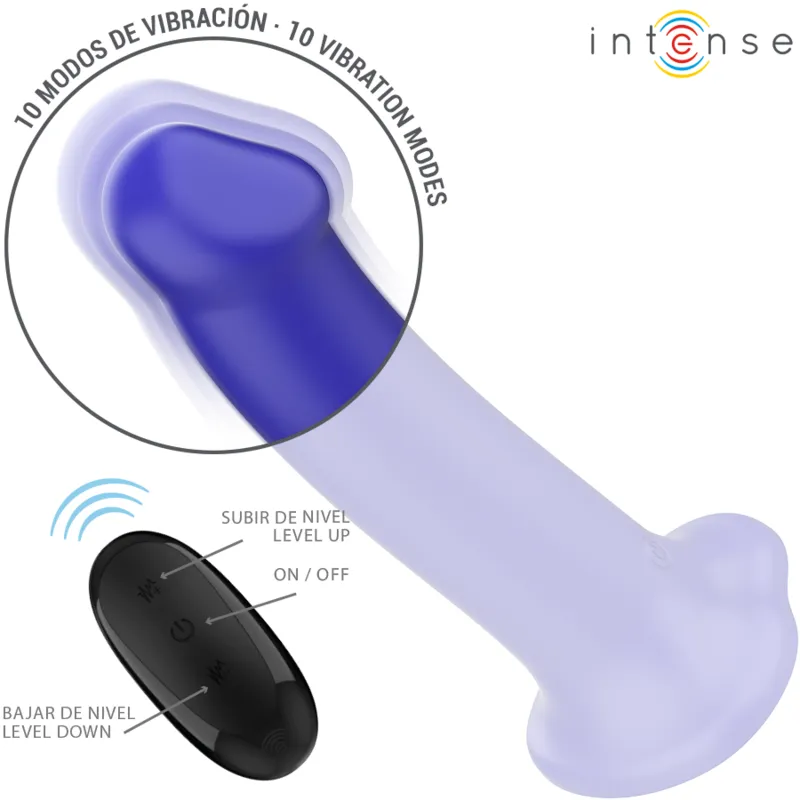 Intense - victoria vibrator with suction cup 10 vibrations dark blue remote control 2