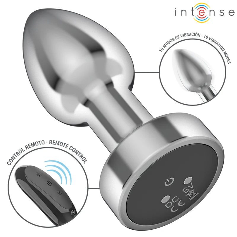 Intense - anal plug 10 vibrations metal with remote control s 3