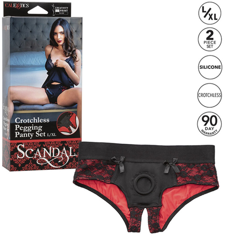 Calexotics - scandal set of crotchless panties with dildo size l/xl 6