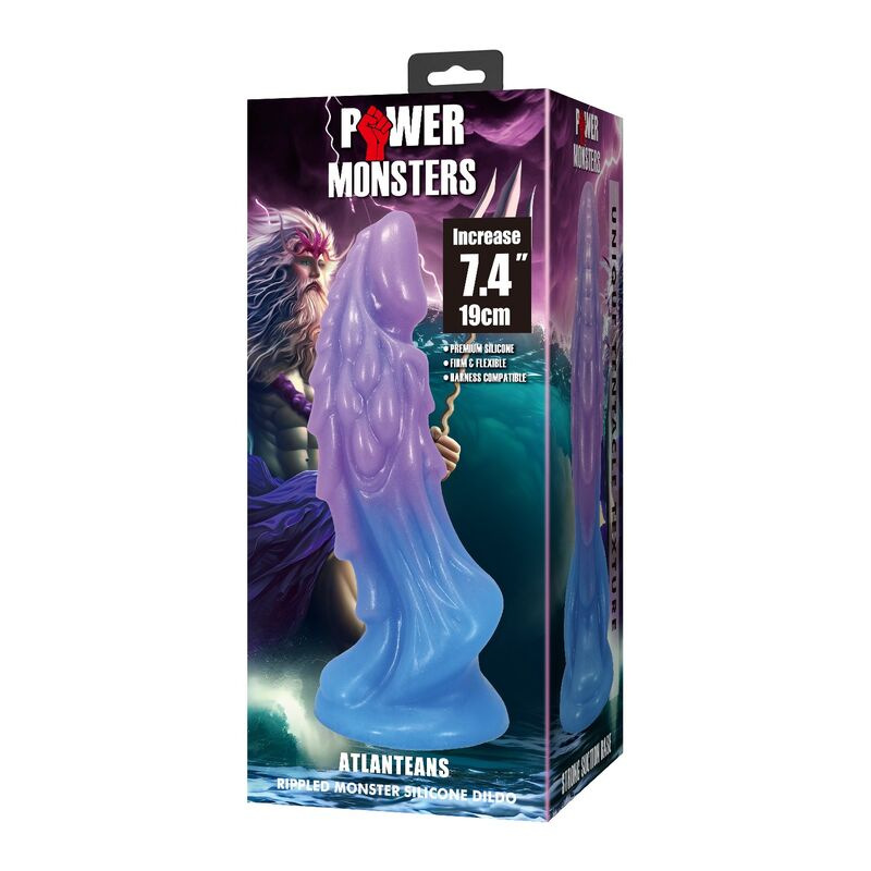 Power monsters - atlanteans realistic dildo with suction cup 19 cm Ø 5 cm blue & purple 2