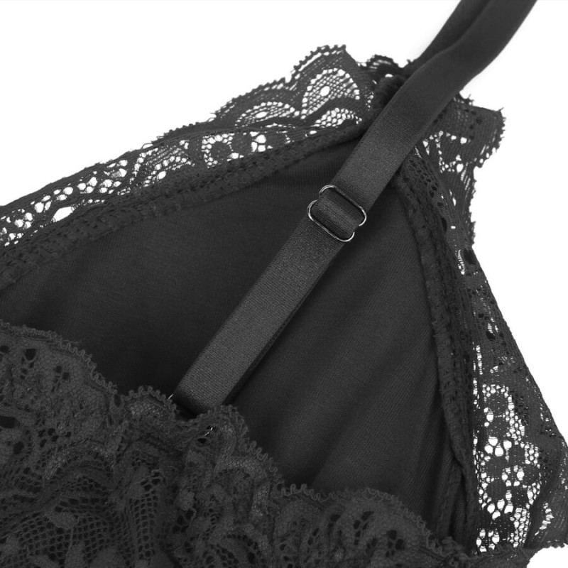 Subblime - Black Floral Lace Detail Teddy S/M 14