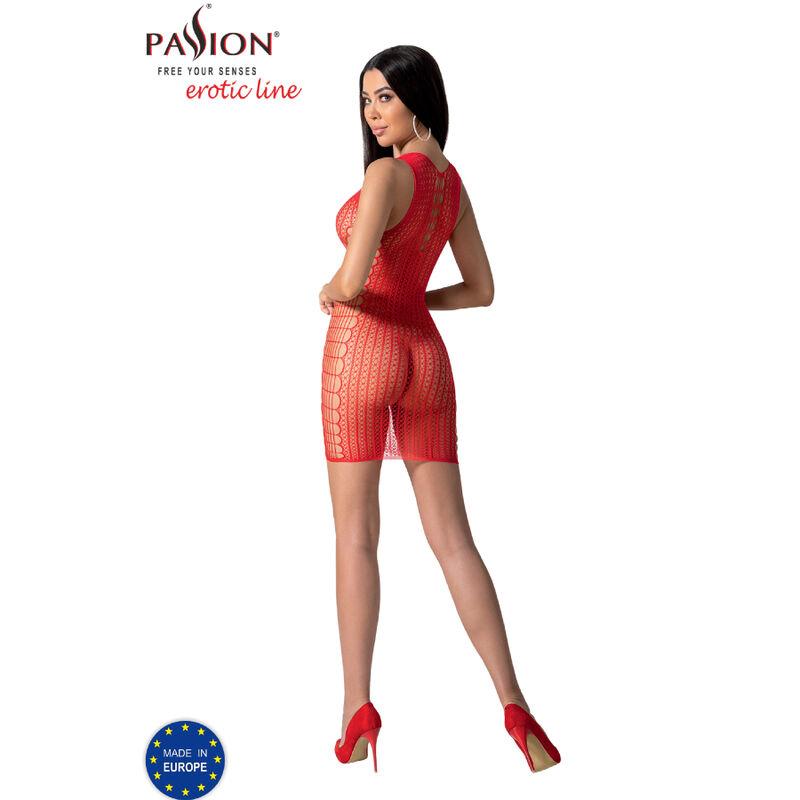 Passion - Bs097 Bodystocking Red One Size - Sieťované Erotické Šaty 3