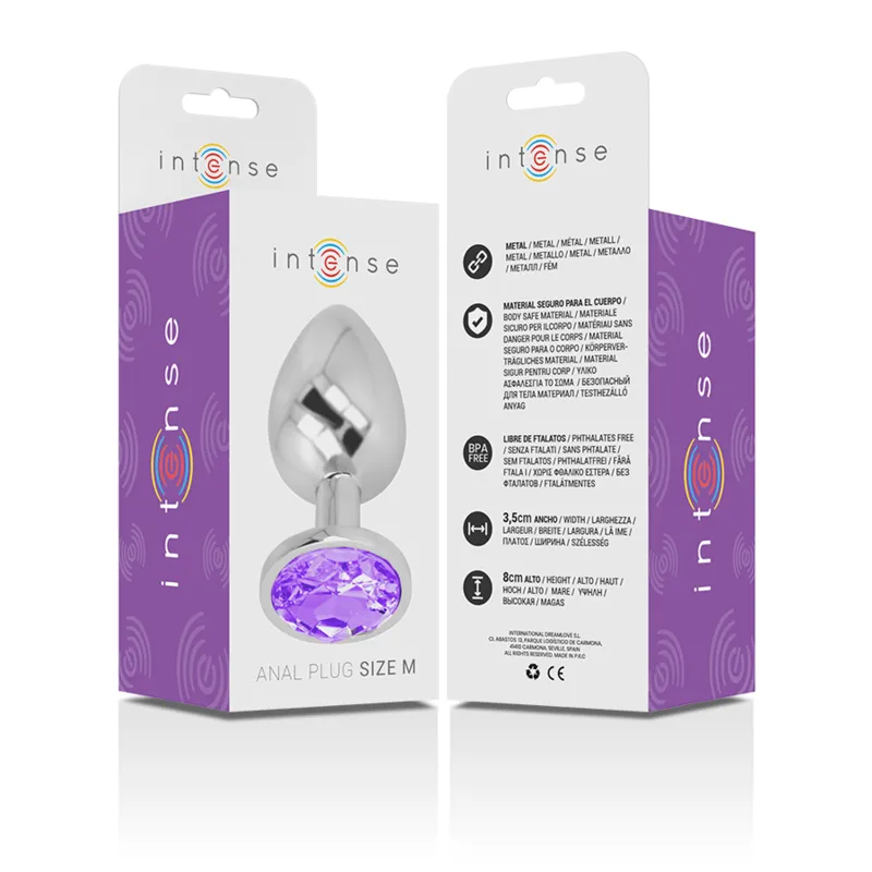 Intense - Metal Aluminum Anal Plug With Violet Glass Size M - Análny Kolík 5