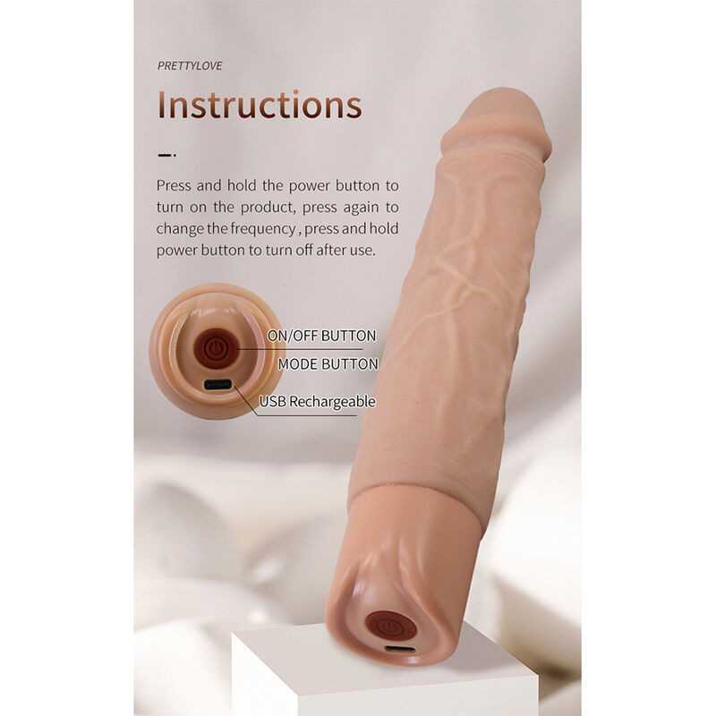 Pretty love - kessler realistic vibrating dildo with 10 vibration modes and 10 throws, 22 cm natural 9