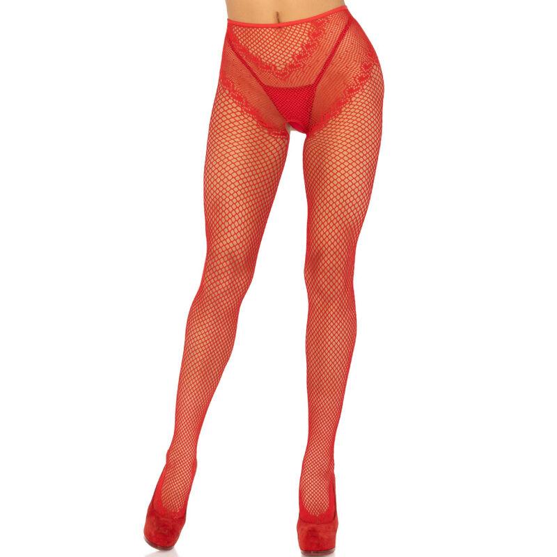 Leg Avenue - Crotchless Fishnet Stockings Red