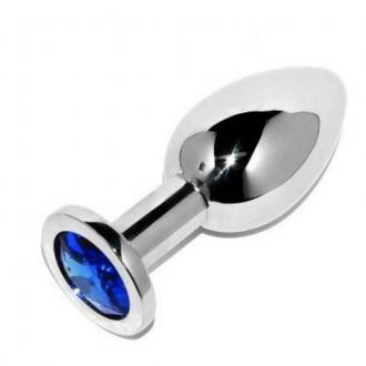 Metalhard Anal Plug Diamond Blue Small 5.71cm