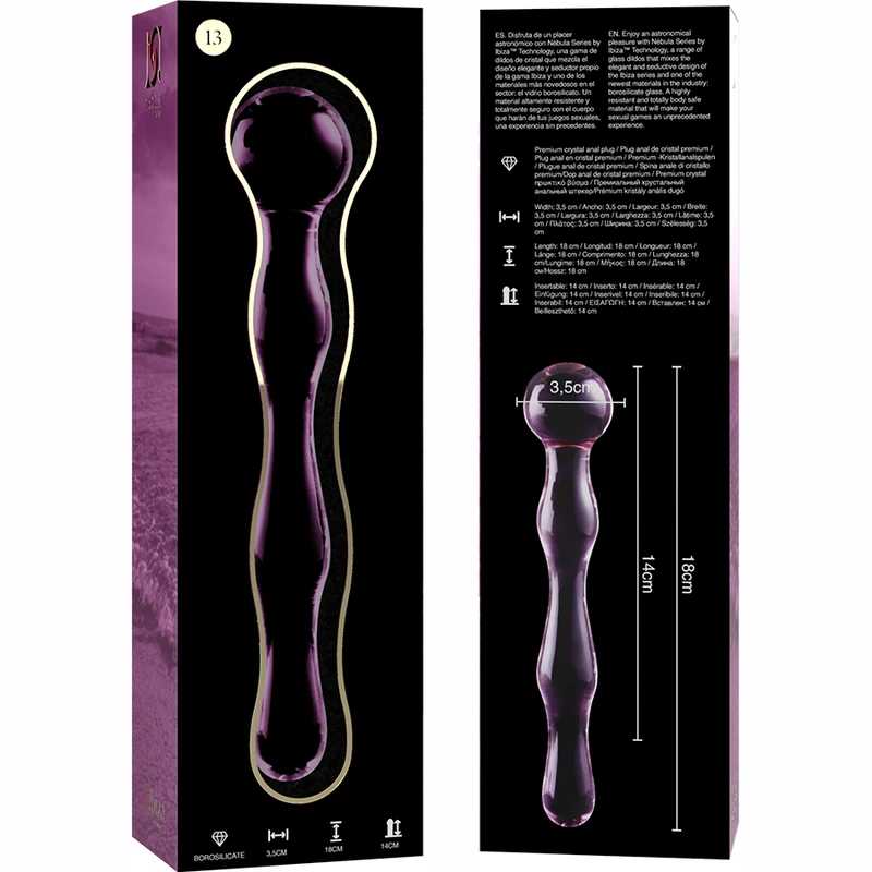 Nebula series by ibiza - model 13 dildo borosilicate glass pink 18 cm -o- 3.5 cm 5