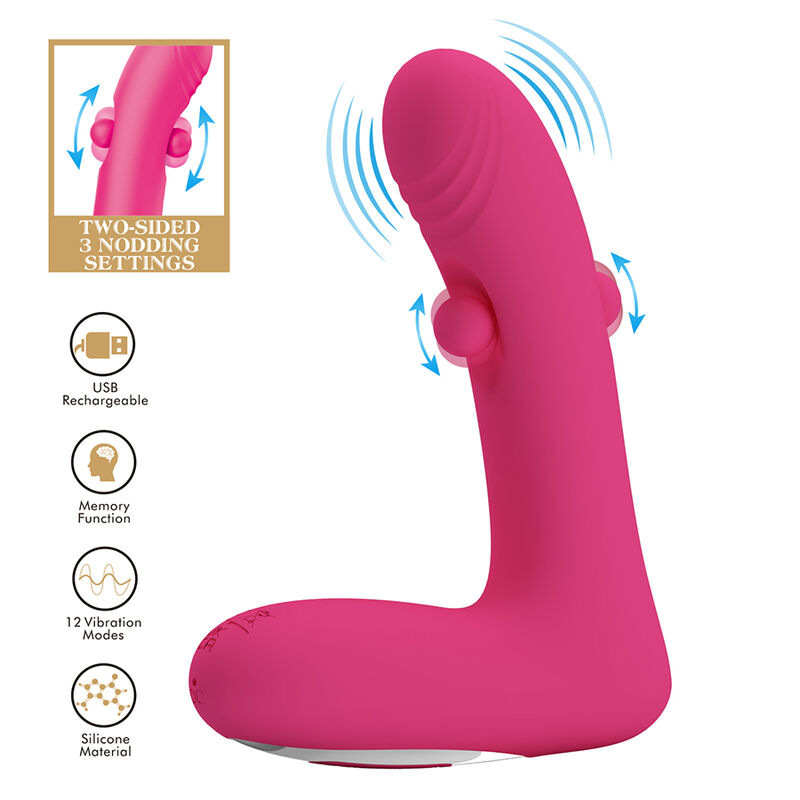 Pretty love - duden rechargeable silicone vibrator 12 vibration modes and 3 rocking modes pink 1