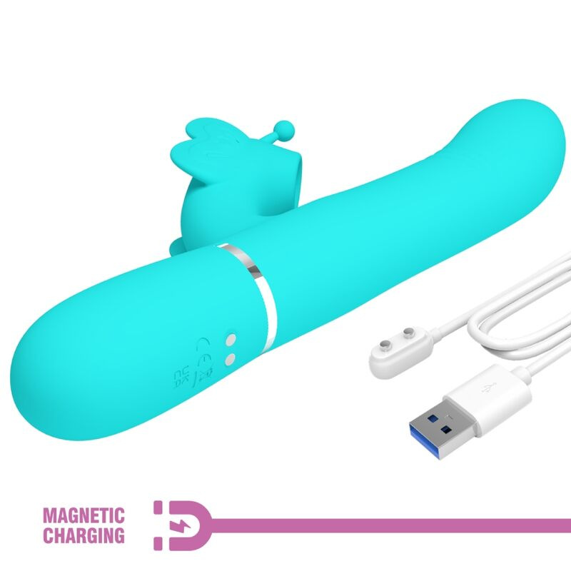 Pretty love - multifunction rabbit vibrator 4 in 1 butterfly aqua green 8