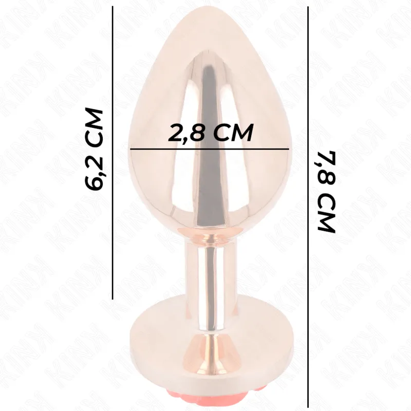 Kink - pink gold anal plug with red rose s 3