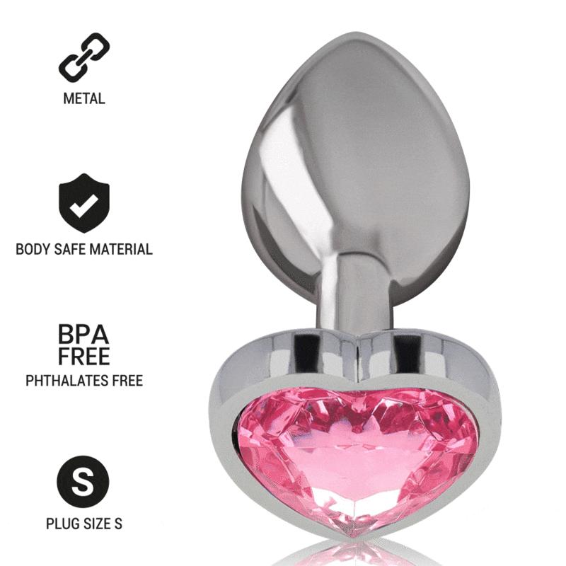 Intense - Metal Aluminum Anal Plug Heart Pink Size S - Análny Kolík