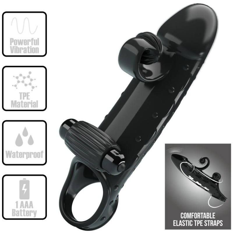 Romance - vibrating penis sleeve black 10