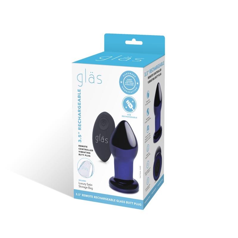 Glas - Rechargeable Remote Controlled Vibrating Butt Plug - Sklenený Análny Kolík 3