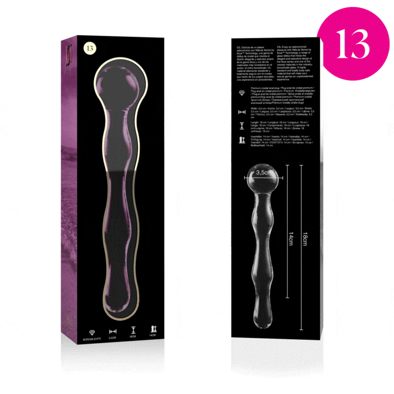 Nebula series by ibiza - model 13 dildo borosilicate glass pink 18 cm -o- 3.5 cm 3