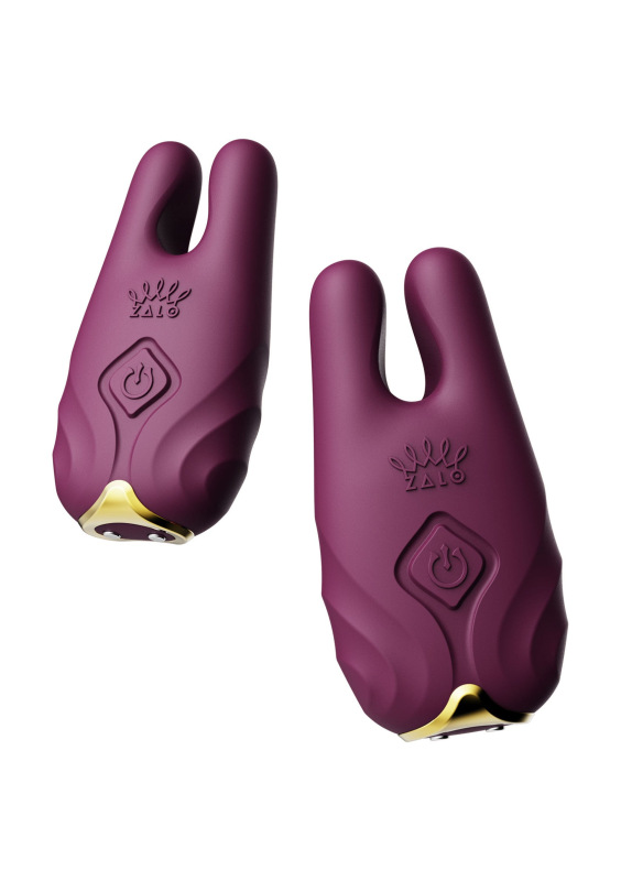 Zalo - Nave Wireless Vibrating Nipple Clamps Velvet Purple