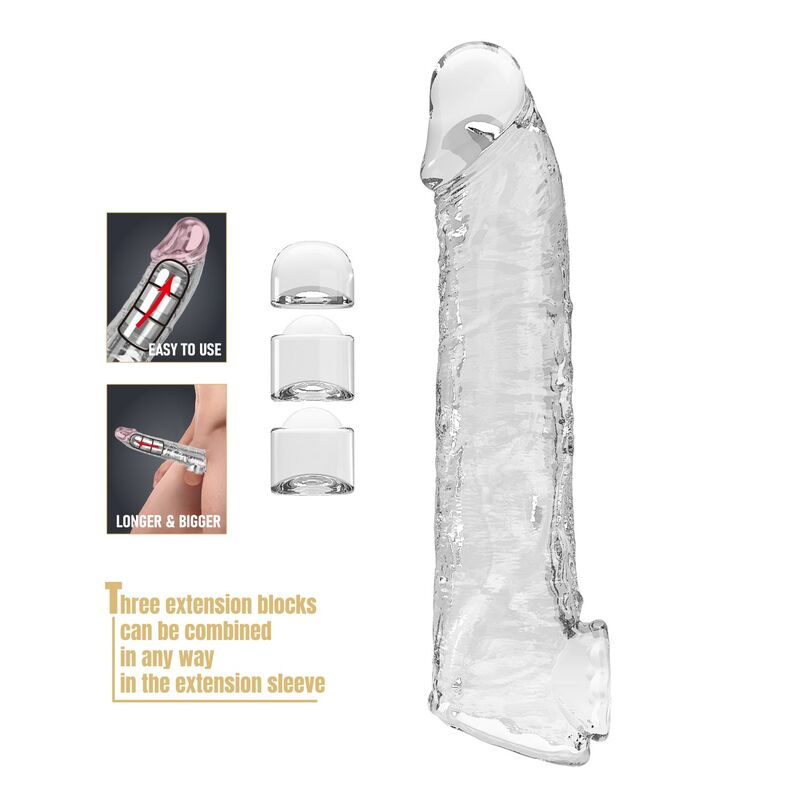 Pretty love - adjustable penis extension sleeve 26 cm Ø 4 cm transparent 8