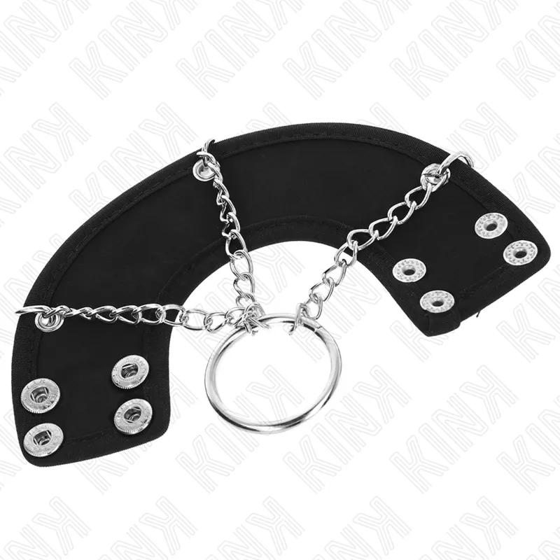 Kink - penis ring 4 cm chain 7 cm metal with leather belt