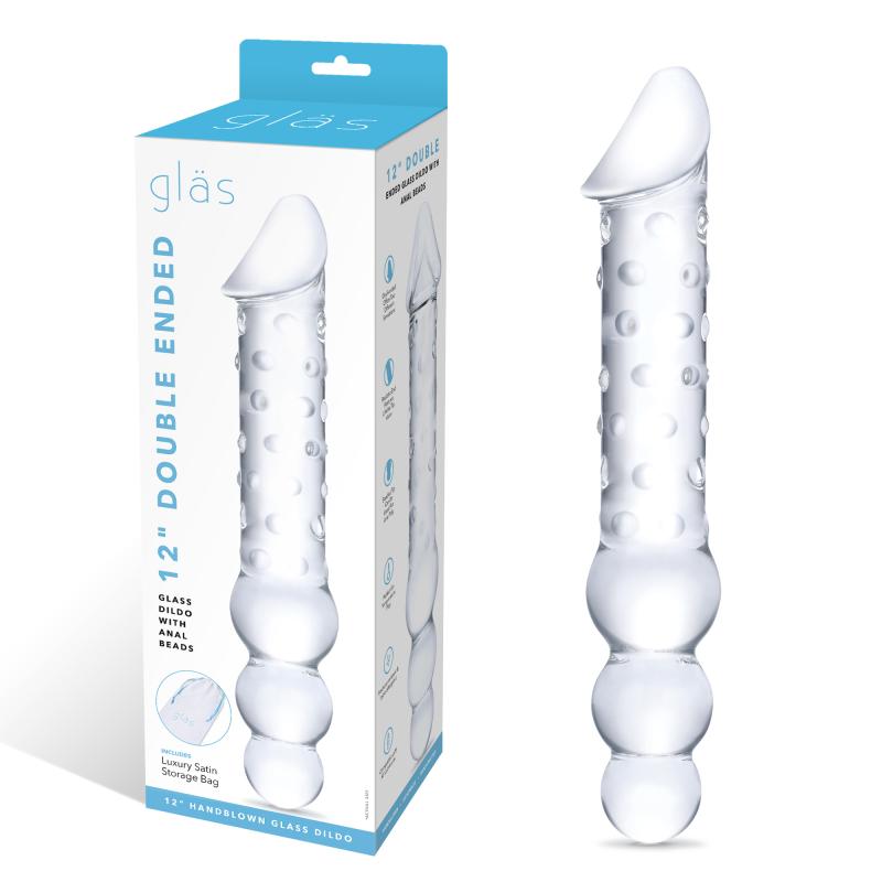 Glas - Double Ended Glass Dildo With Anal Beads - Sklenené Dildo 5