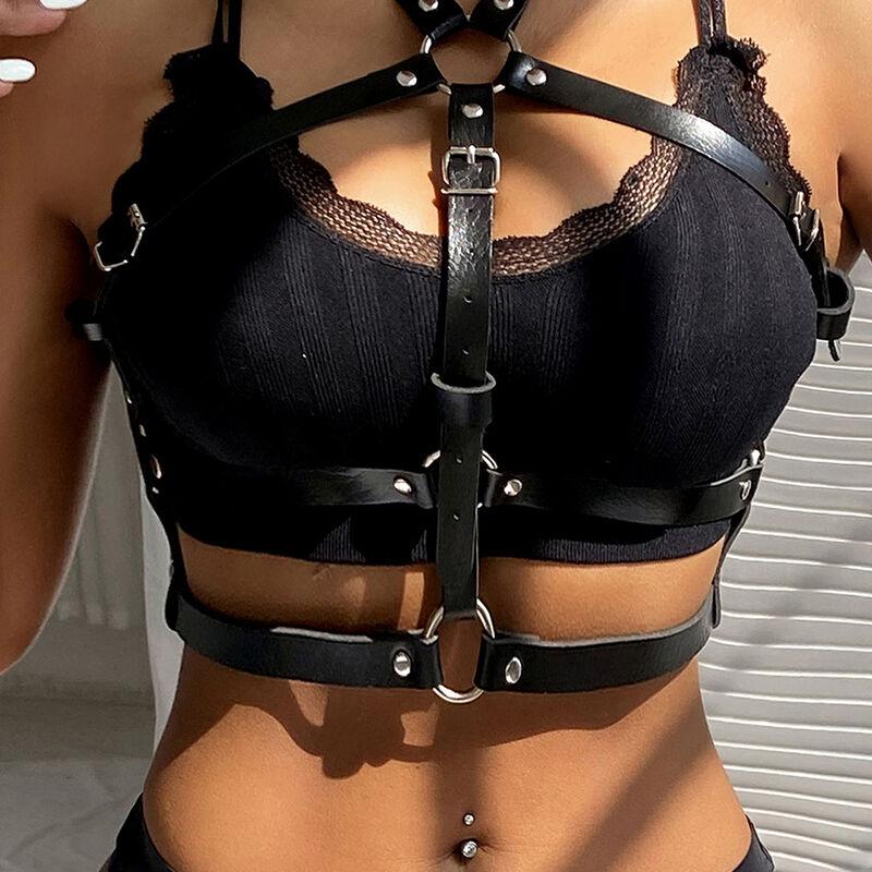 Subblime - Leather Ring Chest Harness Black One Size 8