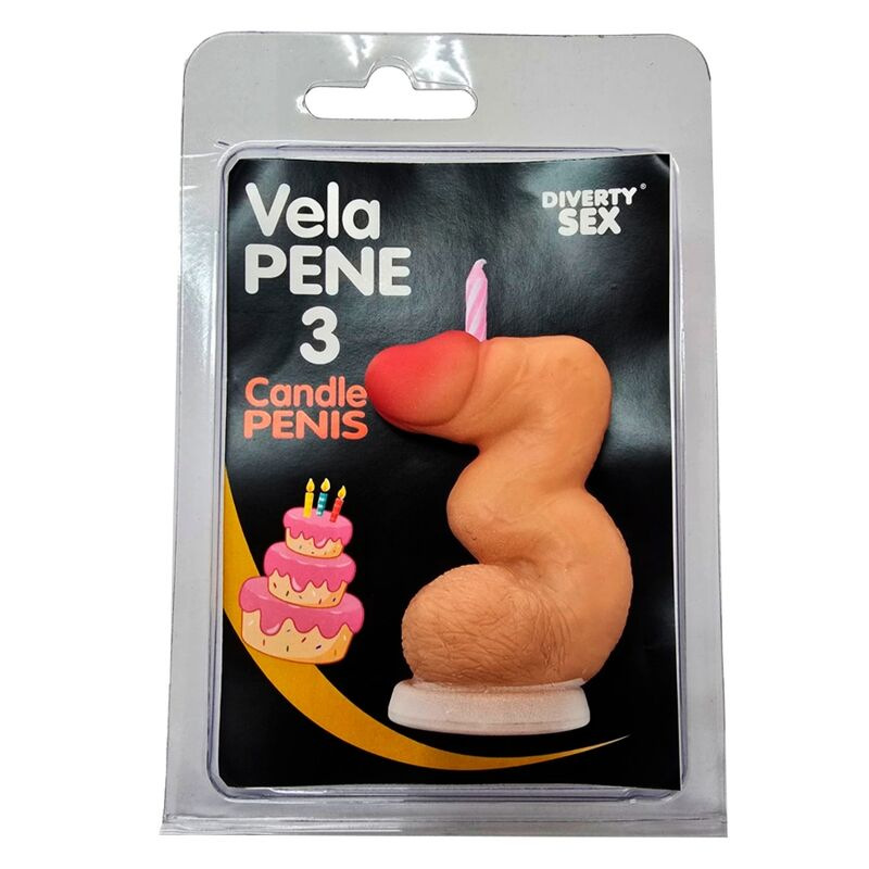 Diablo picante - penis candle in the shape of the number 3 flesh color